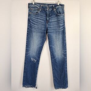 American Eagle Medium Wash Flex Jeans 32x36 Straight Whiskered